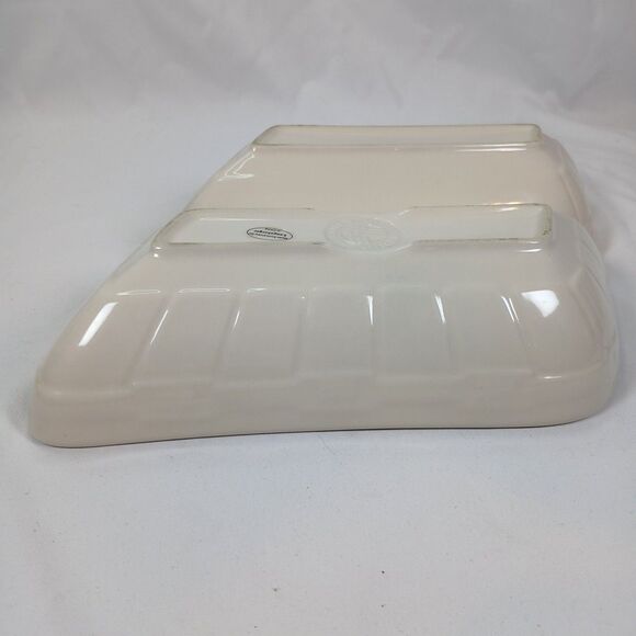 Longaberger Lancaster Pottery Divided Dish White Two Section Serving Tray - Picture 6 of 6